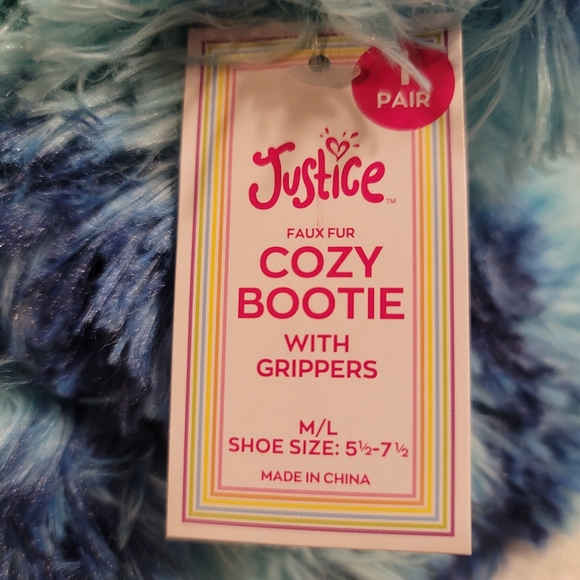 NWT JUSTICE COZY BOOTIE BLUE FUR GIRLS M/L WOMEN - Picture 10 of 10